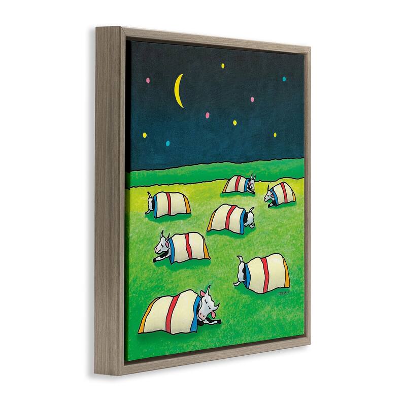 Stupell Pasture Cows Bedtime Framed Floater Canvas Wall Art Design By Roger Straub