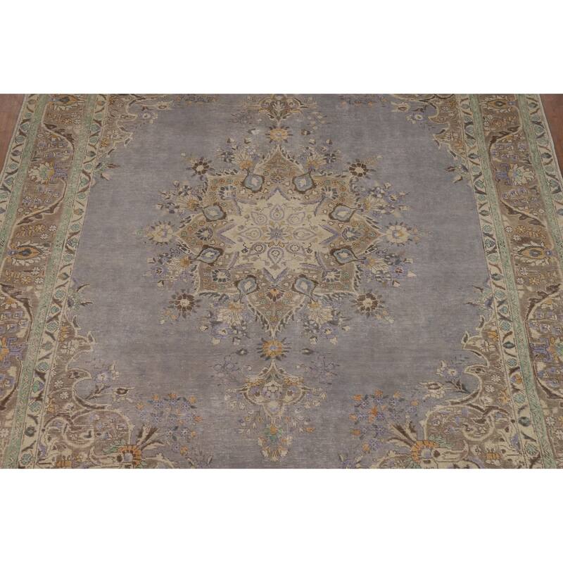 Gray Tabriz Persian Vintage Area Rug Handmade Wool Carpet - 8'0"x 11'4"