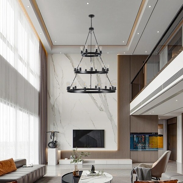 公式の店舗 Metal Light 27 Ring Bedroom Room Living Black Chandelier カラーリング・白髪染め