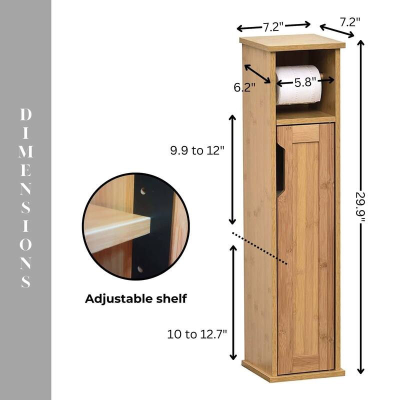 Toilet Paper Storage Cabinet with Dispenser Toilet Organizer - 7.2'L x 7.2"W x 29.9"H