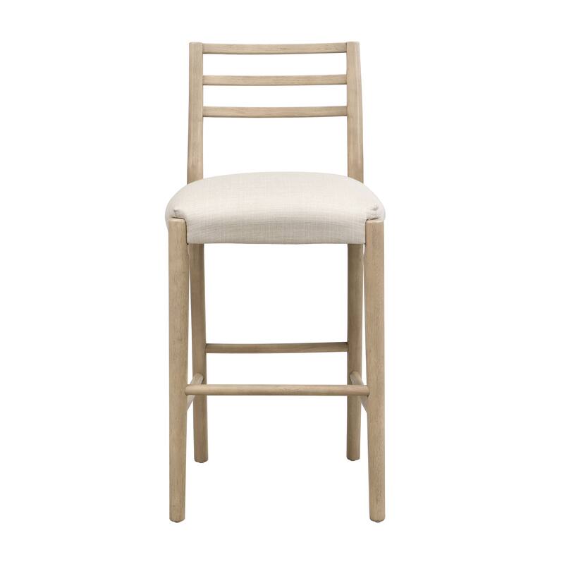 Ladder Back Bar Stools Set of 2 Upholstered Farmhouse Style Rubberwood
