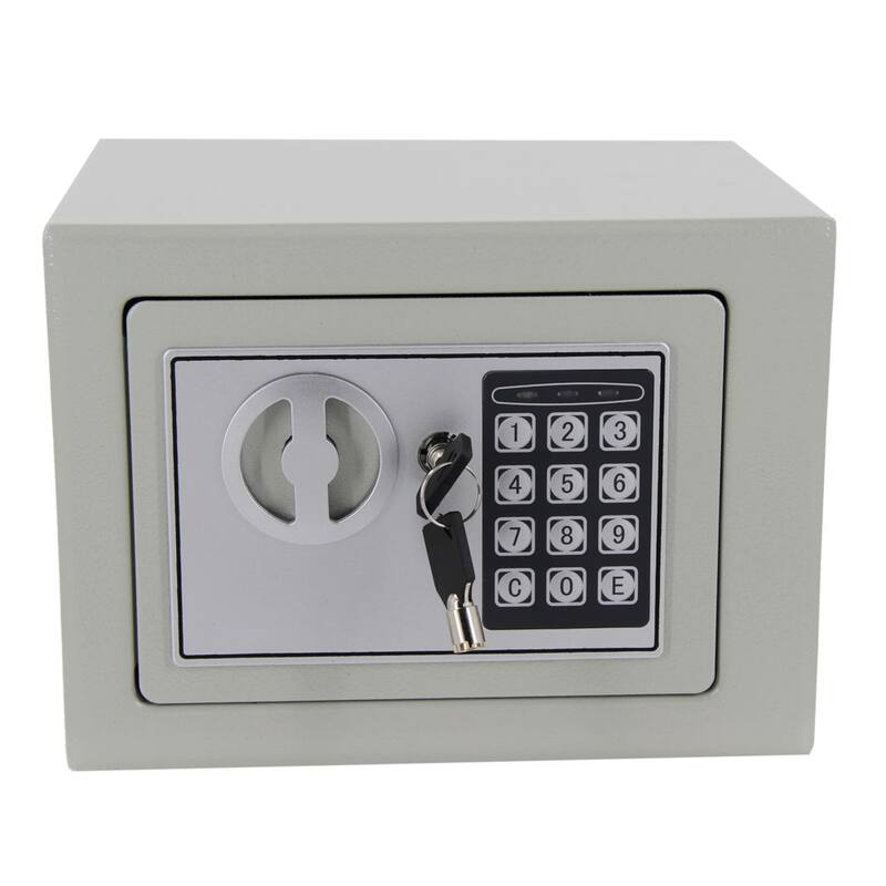 Digital Keypad Office/Home Mini Safe Box Steel Alloy Security Safe Grey - black