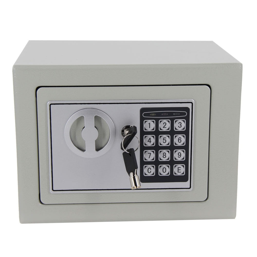 Digital Keypad Office/Home Mini Safe Box Steel Alloy Security Safe Grey - black