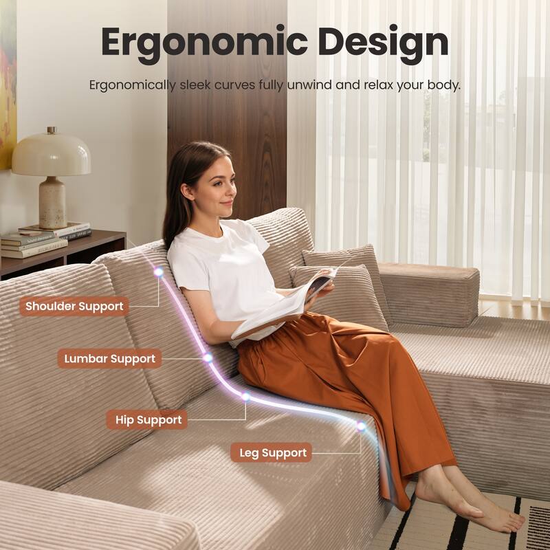 ​​OVIOS Lazy Chaise Lounge Sofa with Ottoman​