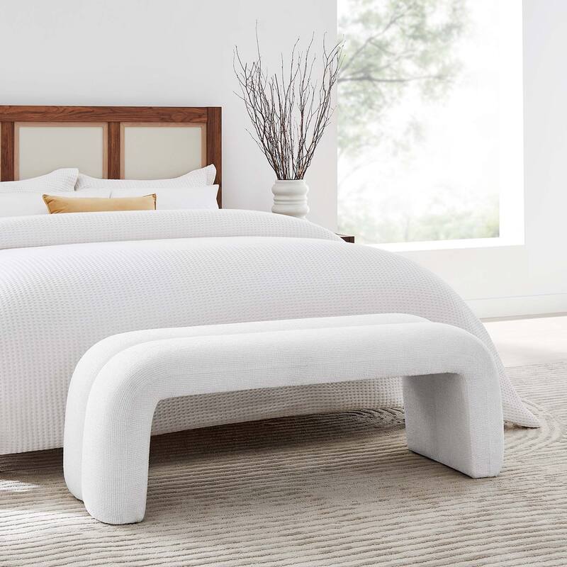 Dax 50.5" Chenille Upholstered Accent Bench - Frost