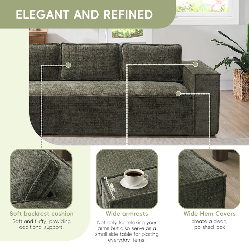Oversized L-Shaped Modular Sectional Sofa, Wrinkle-Resistant Chenille 6 Seat Cloud Sofa, Full Compression Deep Seat Corner Sofa