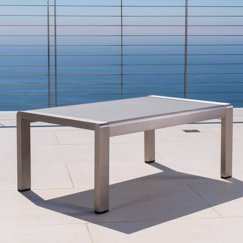 Cape Coral Outdoor Aluminum and Tempered Glass Coffee Table by Christopher Knight Home
