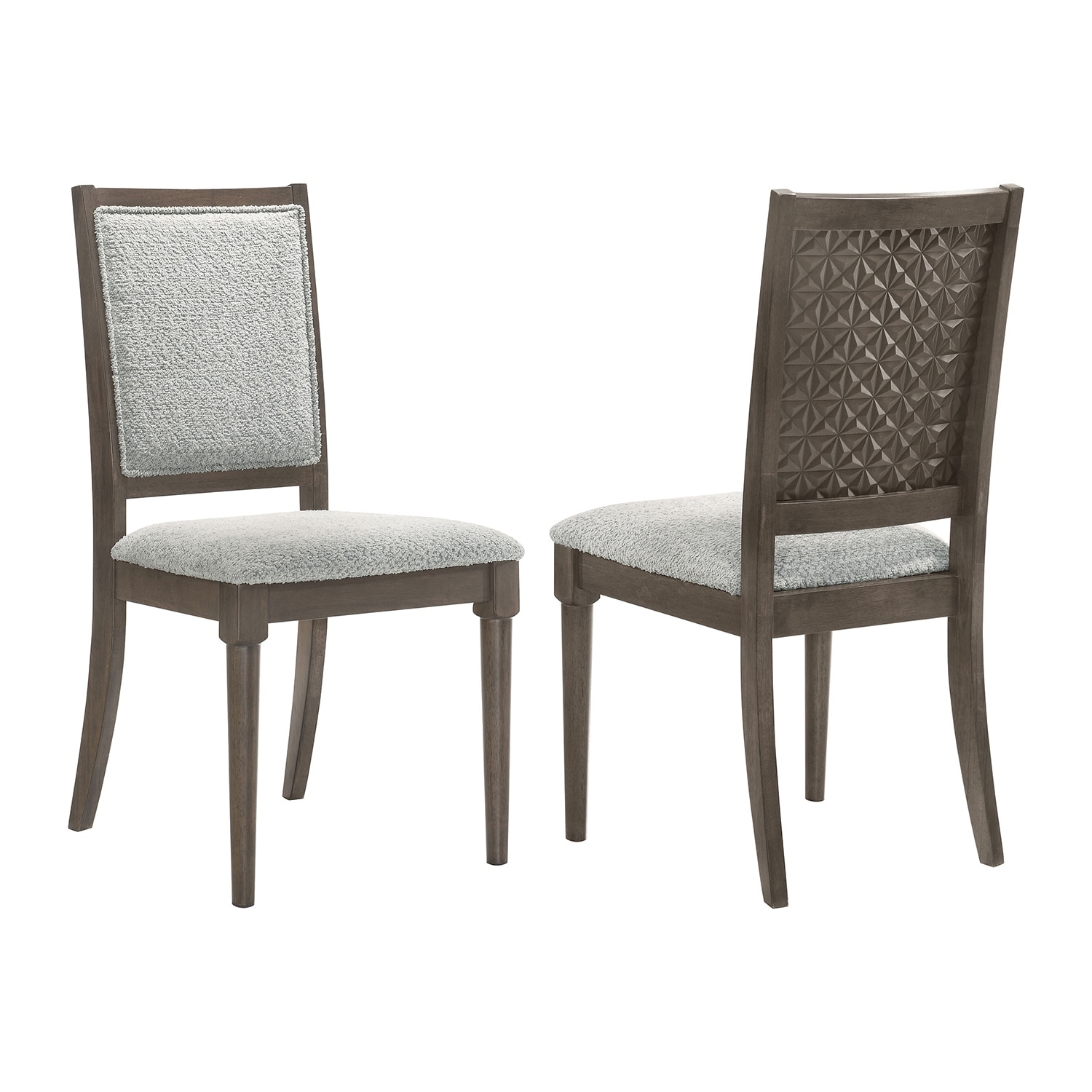 Set of 2 Upholstered Dining Side Chairs in Dark Brown and Gray