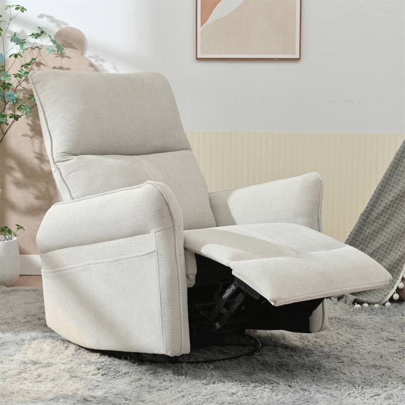360°Swivel Rocker Recliner Chair,Swivel Nursery Rocking Chair w/Pull Ring,Glider Chair,Modern Rocking Swivel Recliner Chair - Gray