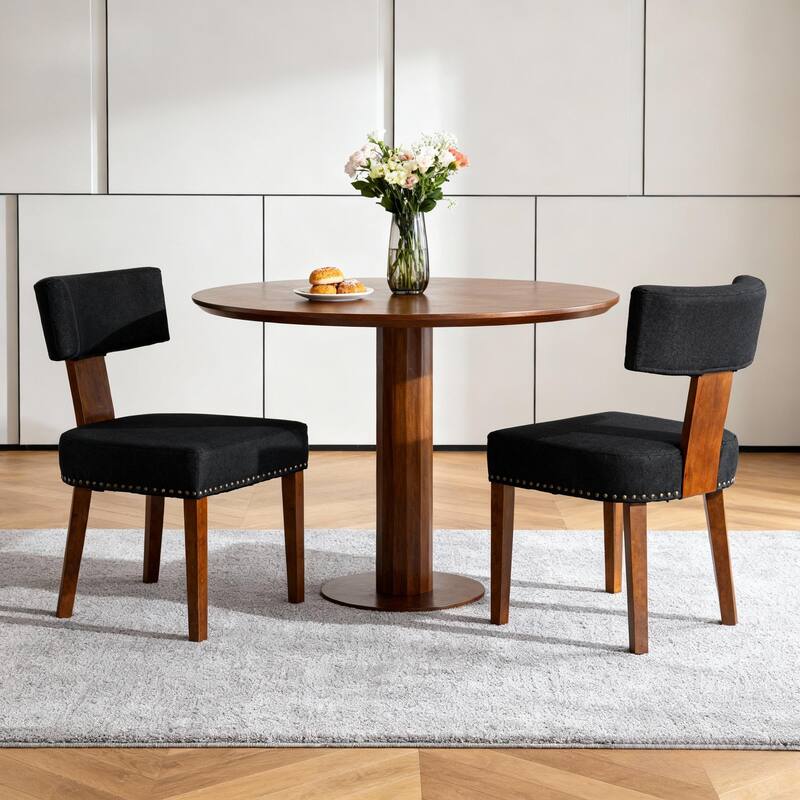 Rossetta Medieval Modern Elegant Design Linen Fabric Upholstered Comfortable Dining Room Chairs Set of 2