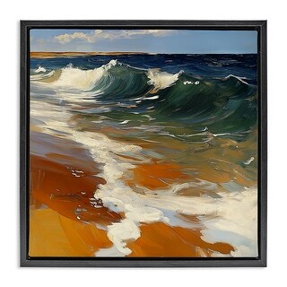Stupell Glassy Ocean Waves Break Framed Floater Canvas Wall Art Design ...