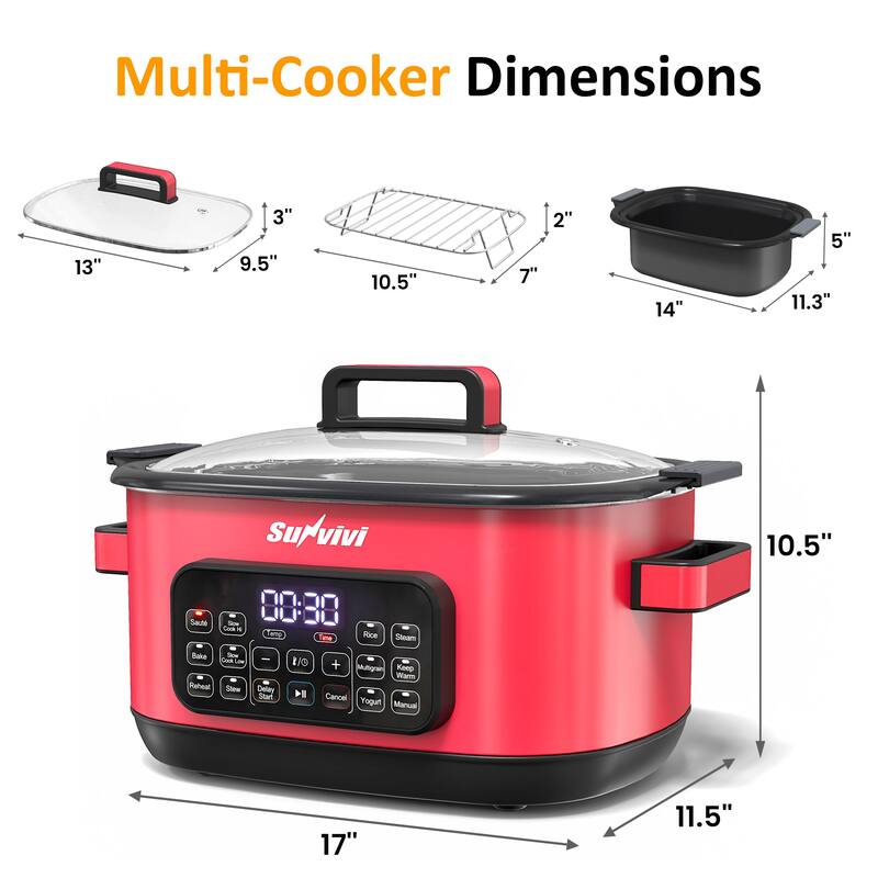 6.5QT 12-in-1 Programmable Multi Slow Cooker