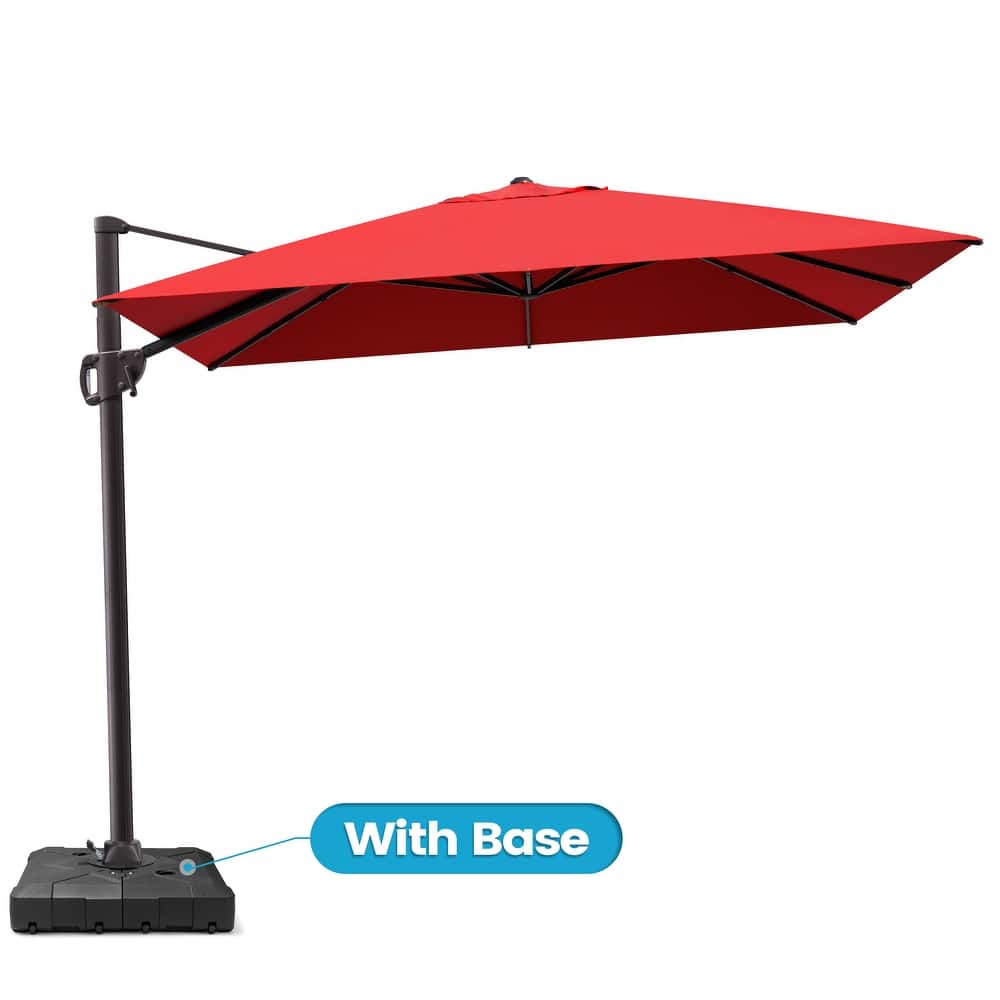 9 FT x 10.5 FT Outdoor Patio Umbrella Cantilever-Offset Umbrella with Base