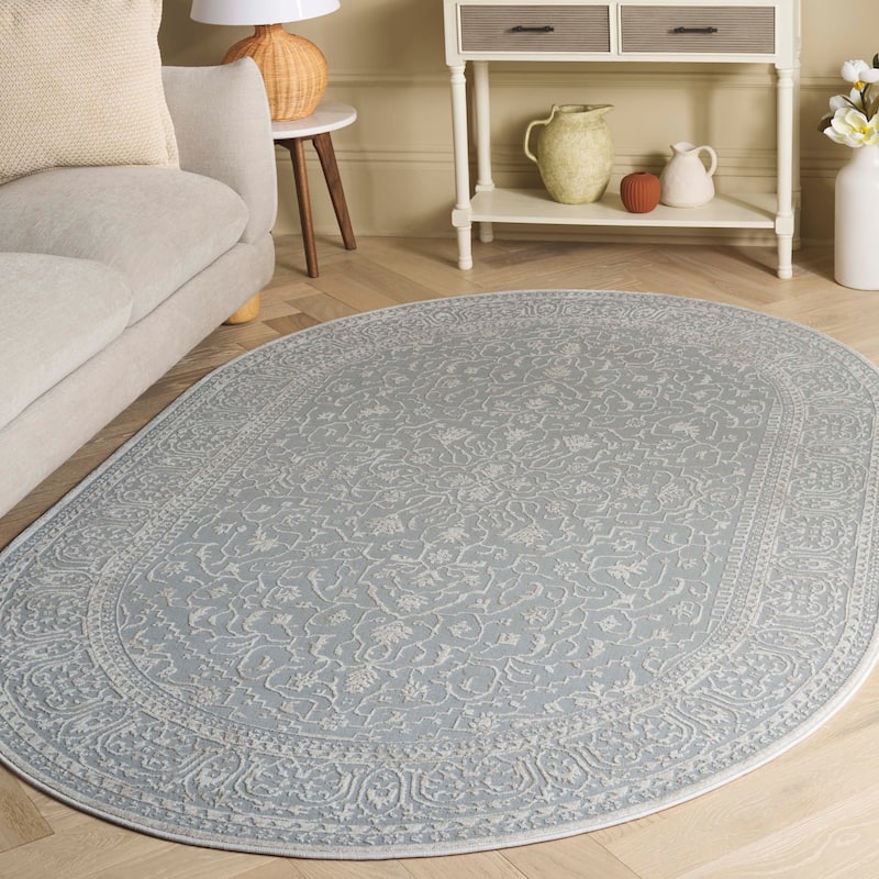 SAFAVIEH Reflection Elzada Oriental Rug - 6' x 8' Oval - Light Grey/Cream