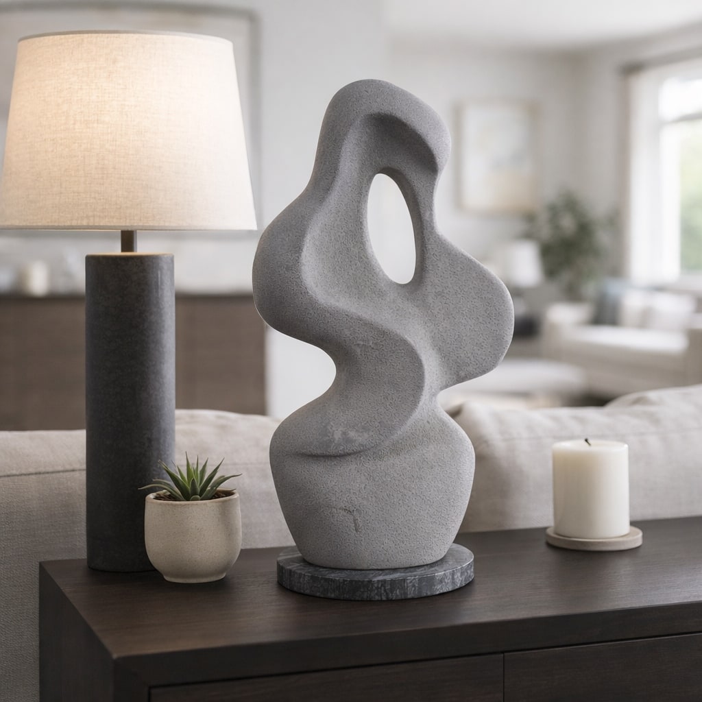Decorative Object - Gray Marble Freeform with Base, 23 in. - 22.75"