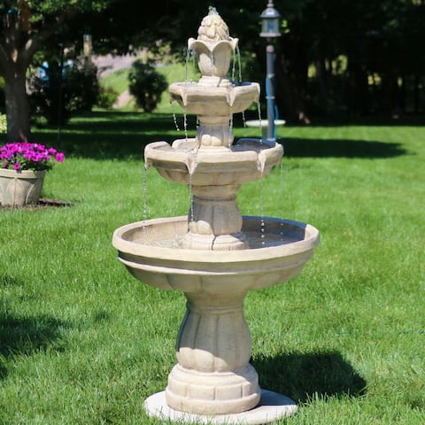 Sunnydaze 3-Tier Outdoor Garden Patio Water Fountain - Traditional - 48-Inch