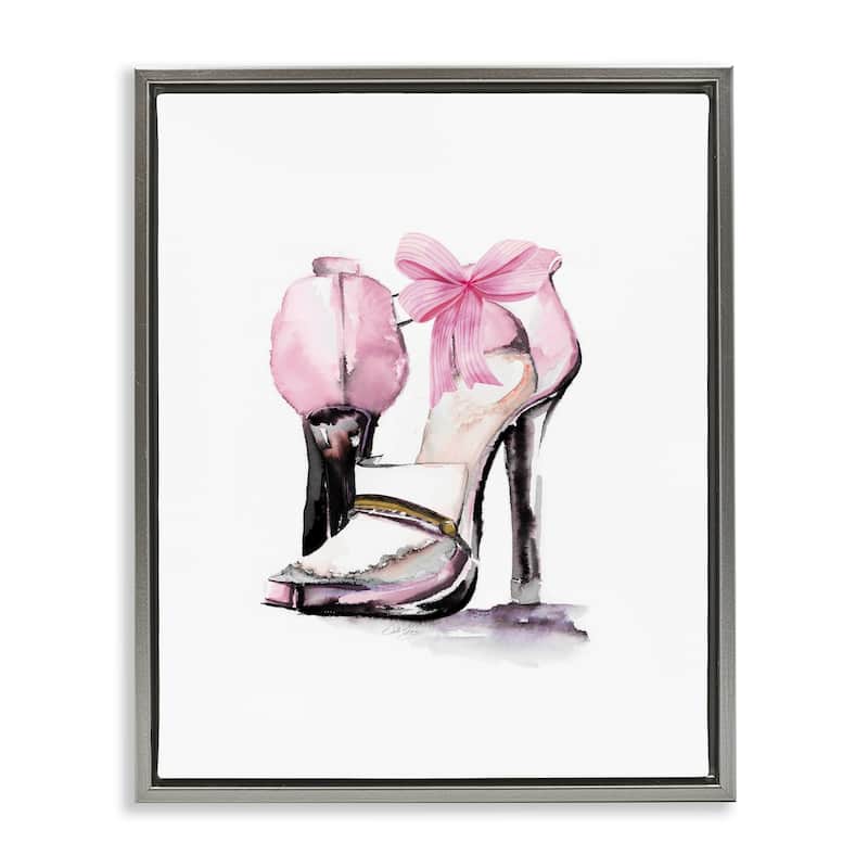 Stupell Pastel Pink Luxe Heels Framed Floater Canvas Wall Art Design By Stella Chang - 17 x 21 - Grey
