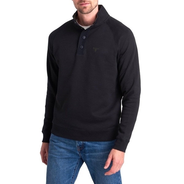 Barbour Mens Southwold Sweatshirt Embroidered Half Snap - Black - XXL. Opens flyout.