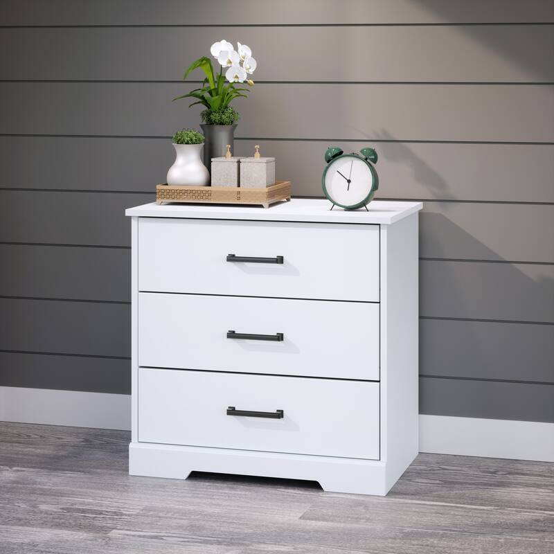 Prepac Rustic Ridge Farmhouse Nightstand Bedside Table, Nightstand for Bedroom, End Table with 3 Drawers