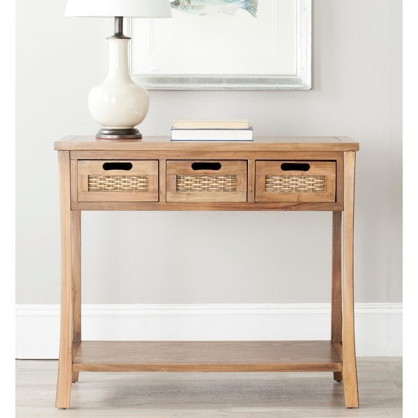 SAFAVIEH Autumn Brown 3 drawer Console Table 34 x 14 x 30 On Sale Bed Bath Beyond 7634062