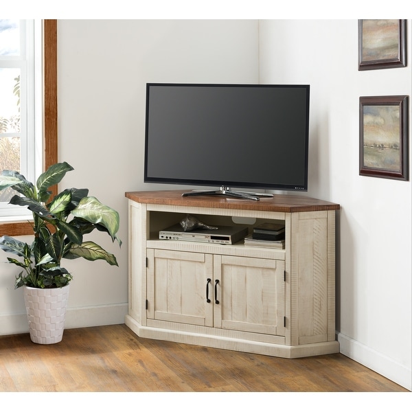 Antique white corner tv stand hot sale
