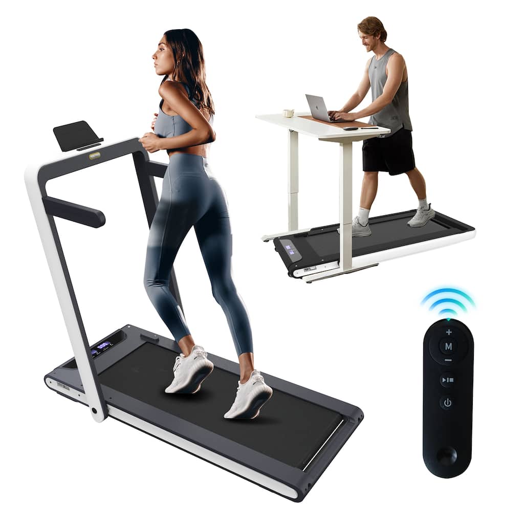 2.5 HP Under Desk Treadmills, 2 in 1 Home Foldable Treadmills with Remote Control, LED Touch Screen and Widened Running Belt