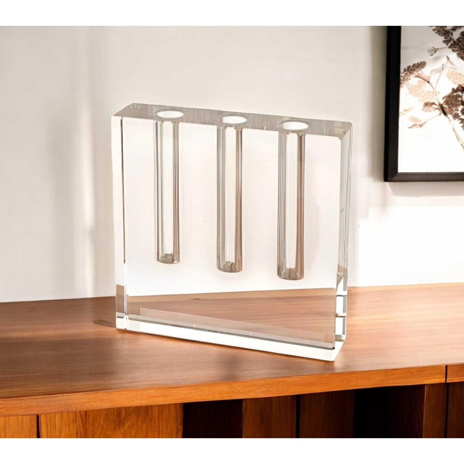 HomeRoots 7" Clear Crystal Clear Square Table Vase