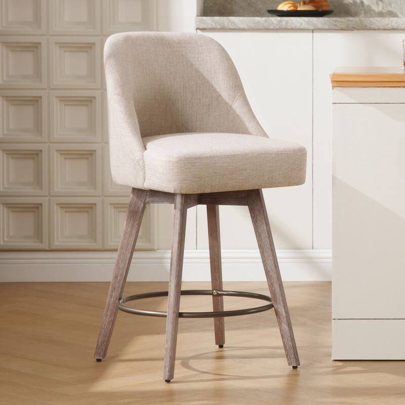26" Counter Height Swivel Bar Stool, Upholstered Counter Stools - 39.37" (H) x 22.44" (D) x 21.65" (W)