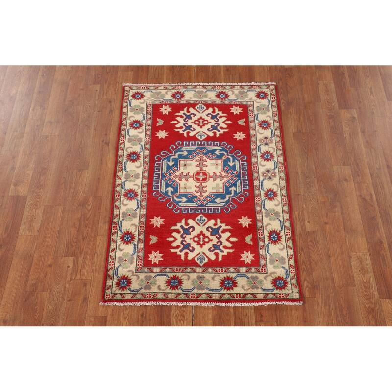 Traditional Red Kazak Foyer Rug Handmade Wool Carpet - 2'8" x 3'10"