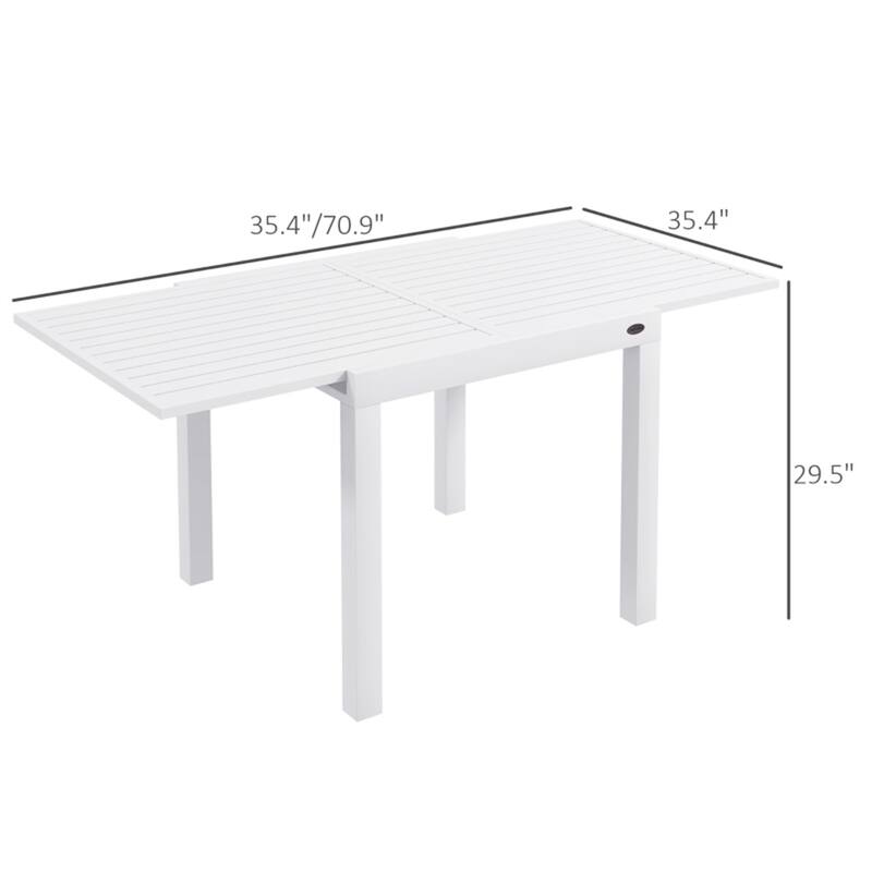 Aluminum Extendable Patio Dining Table for 6 People - 70.75"/35.5" L x 35.5"W x 29.5" H