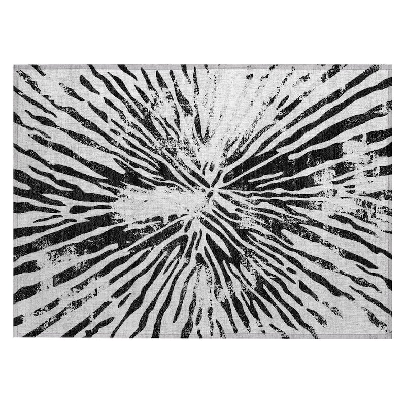 Machine Washable Indoor/ Outdoor Chantille Contemporary Burst Rug