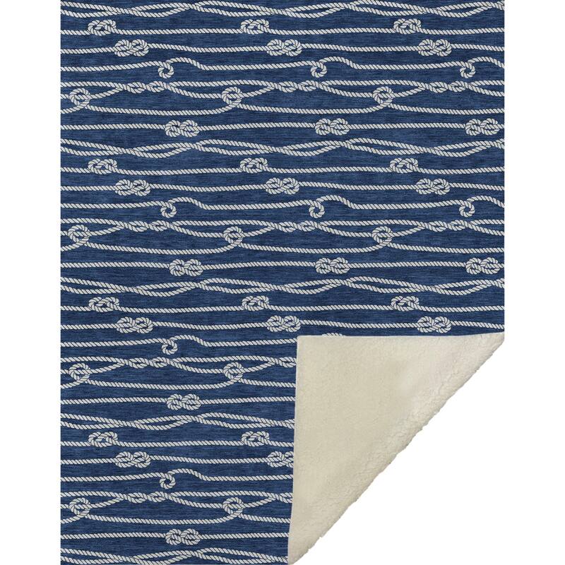 Premium Machine Washable ASB152 Nautical Rope Sherpa Throw Blanket