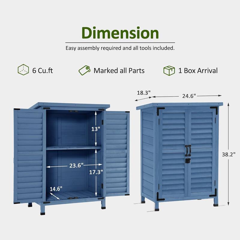 MCombo Small Outdoor Storage Cabinet Shed with Double Doors (24.6" x 18.3" x 38.2"), Wooden 0985