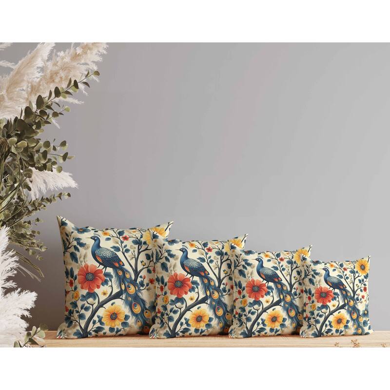 Vibrant Vista Indoor/Outdoor Reversible Throw Pillow Beige and Blue