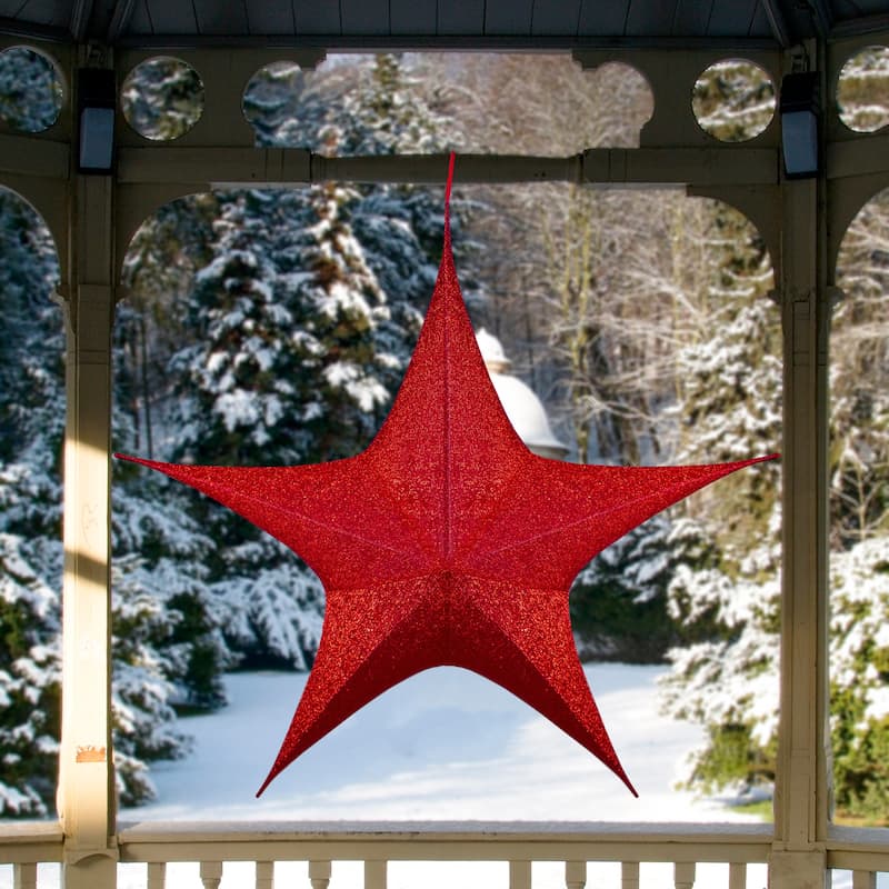 51" Tinsel Foldable Christmas Star Outdoor Decoration