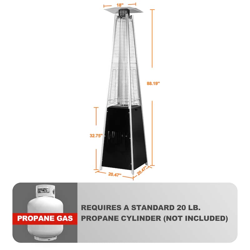 Outdoor 48,000 BTU Pyramid Propane Gas Patio Heater with Wheels