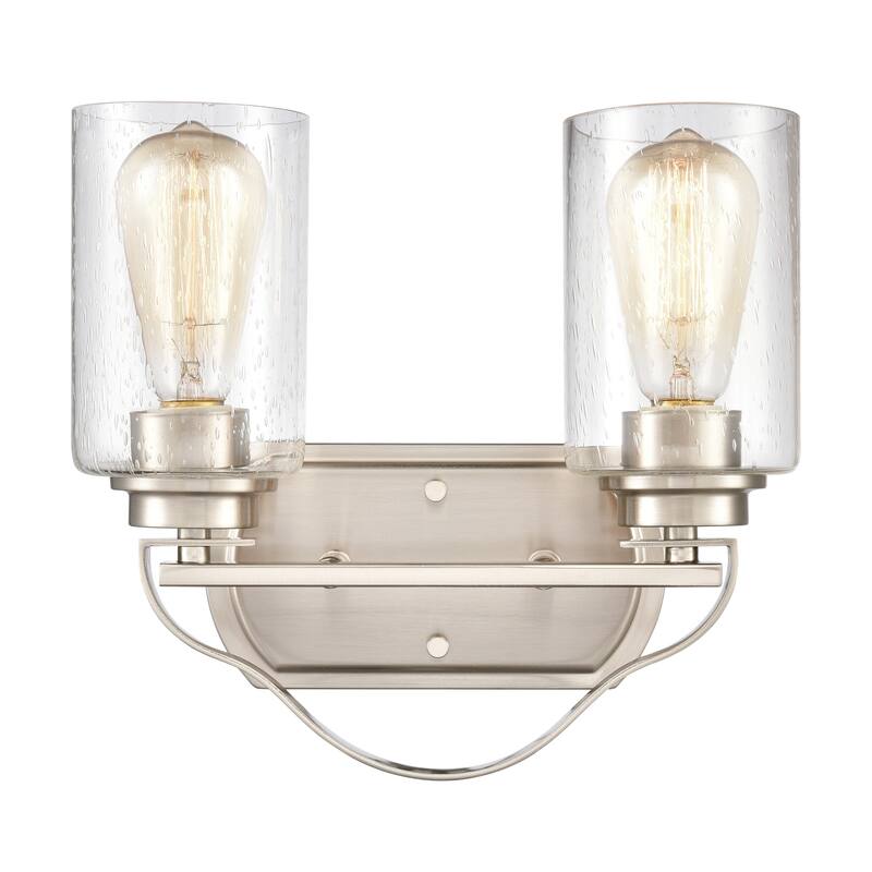 Market Square 12-inch Wide 2-Light Vanity Light in Brushed Nickel - 12 - Brushed Nickel