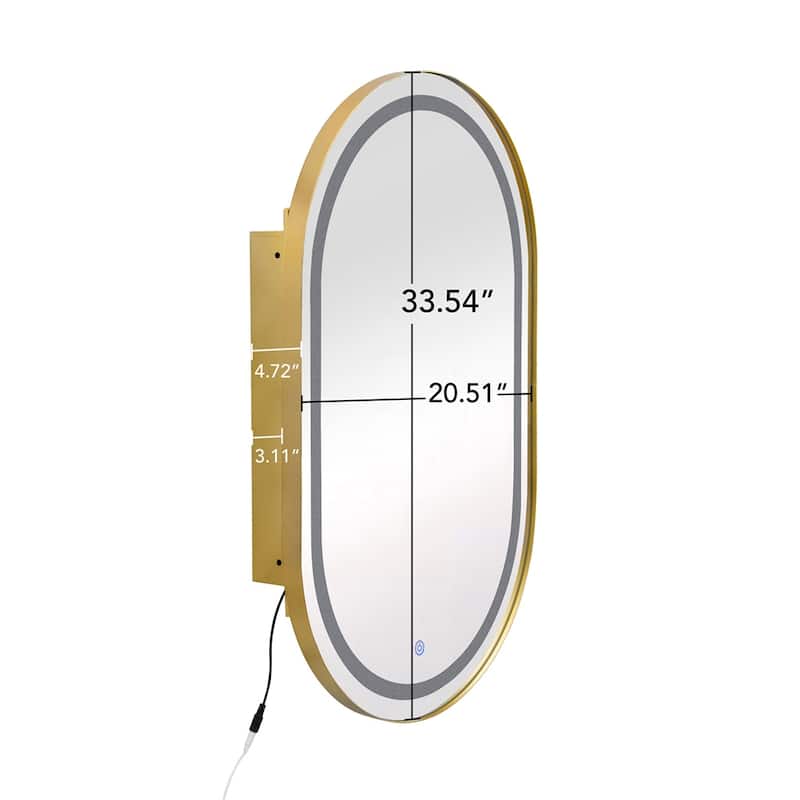 Oval Wall Mounted Medicine Cabinet Mirror Bathroom Mirror w/Storage