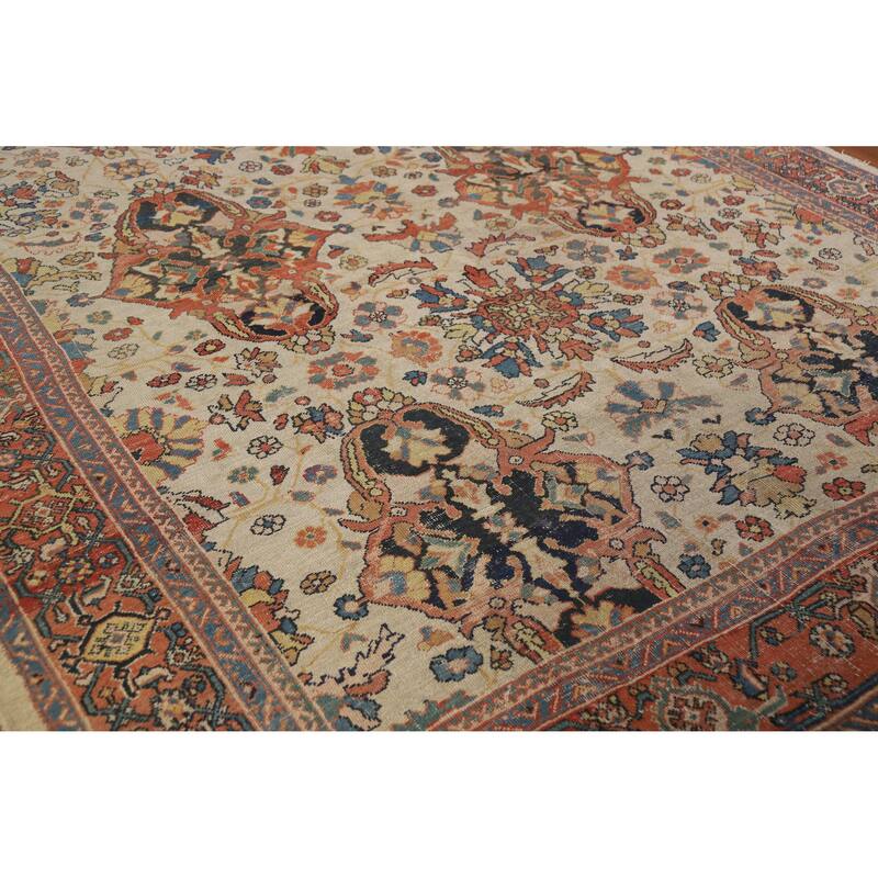 Hand Knotted Oriental 100% Wool Carpet Traditional Floral Beige & Ivories Sultanabad Area Rug - 11' 10'' X 8' 8''