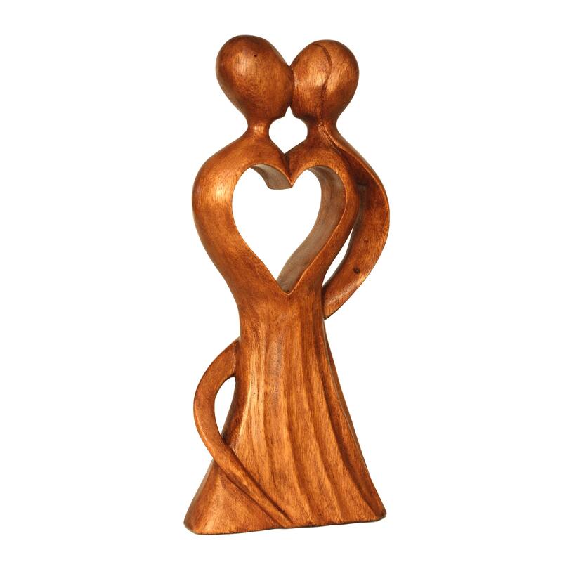12" Wooden Handmade Abstract Sculpture Statue Handcrafted "Love of My Life" Gift Art Home Decor Figurine Accent Hand Carved