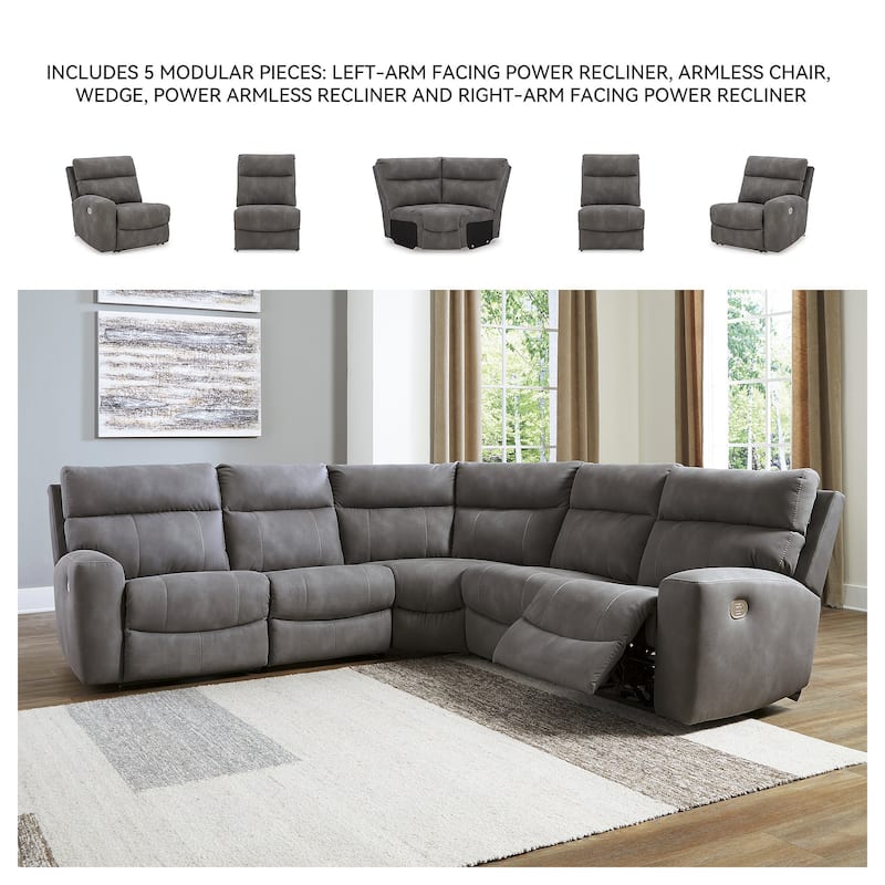 Signature Design by Ashley Next-Gen DuraPella 5-Piece Power Reclining Sectional - 105.5"W x 104.5"D x 42"H