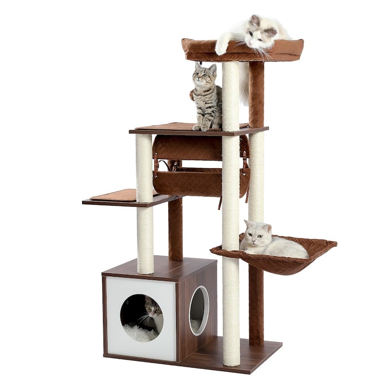 Cool Luxury Tunnel Modern Cat Tree - Brown