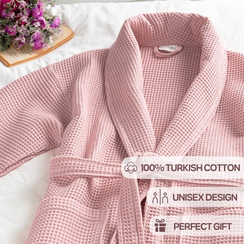 Salbakos Home1961 Lightweight Cotton Waffle Robe – Unisex Spa Bathrobe