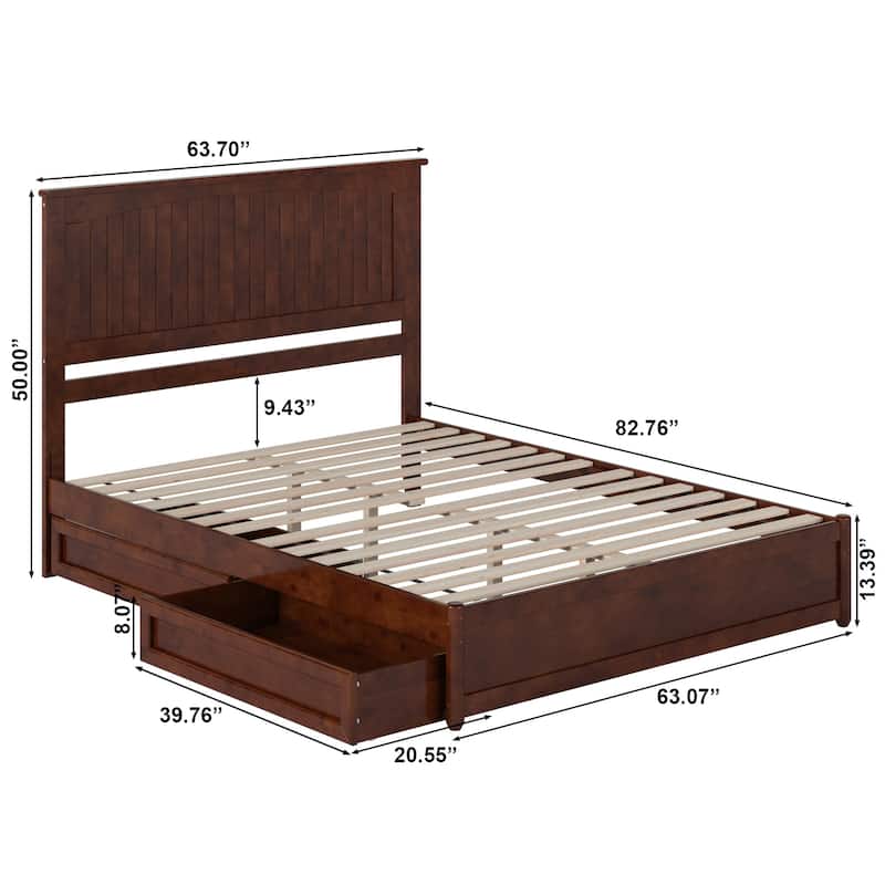 Malta Platform Bed with Panel Footboard and Storage Drawers