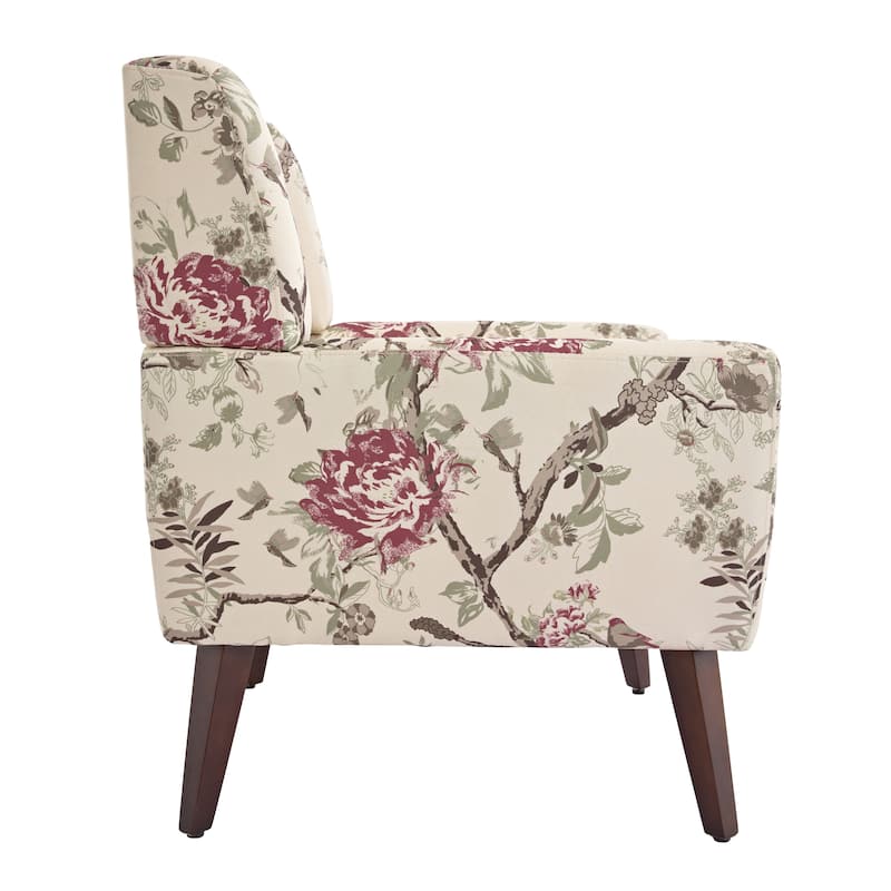 Modern Upholstered Faux Leather Tufted Armchair Linen Accent Chairs