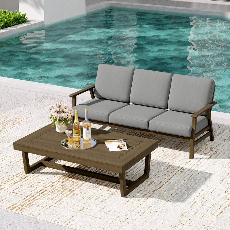2-Piece Teak Outdoor Sofa Set with Table