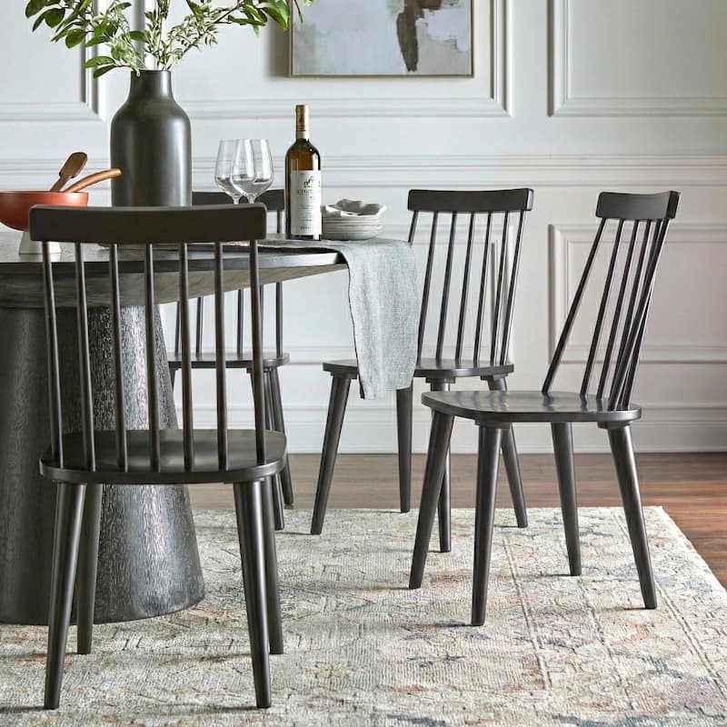 Lifestorey Lowry Solid Wood Spindle Dining Chairs (Set of 4)