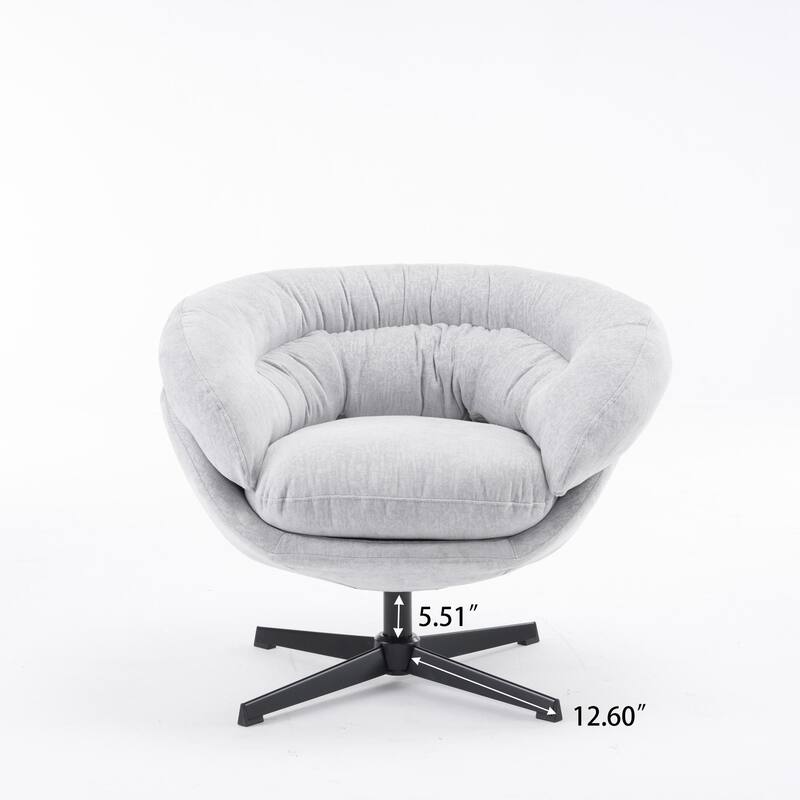 Ergonomic Chenille Office Chair Swivel Chair, Rotating Chair Club Chair Accent Chair with Removable Cushion - Gray