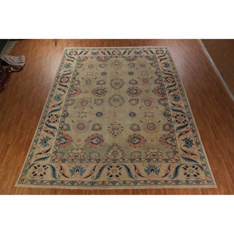 Hand Knotted Oriental 100% Wool Carpet Traditional All-Over Beige & Ivories Mahal Area Rug - 16' 6'' X 13' 0''