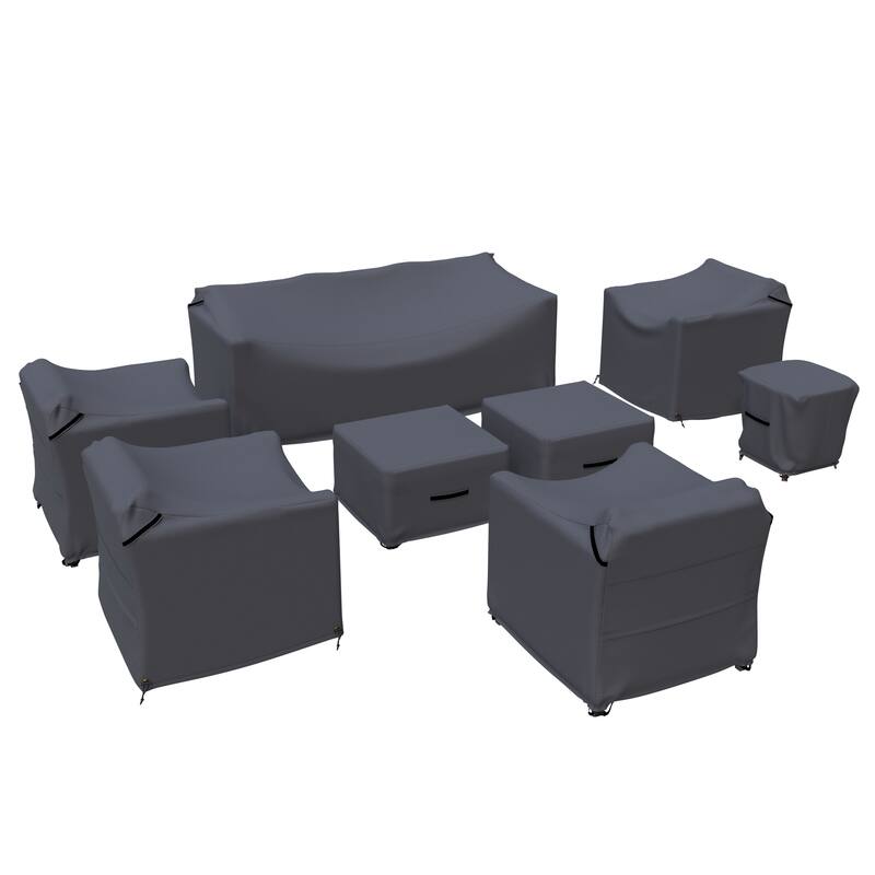 Forever Patio Outdoor Wicker Sofa Seating Group Furniture Cover Set (Set of 8) - 30 x 77 x 33